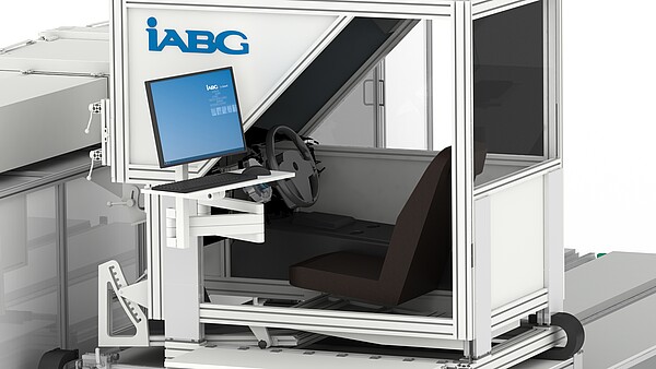 Fahrsimulator für die Bewertung und Abstimmung von Lenkungen. IABG Test Systems.